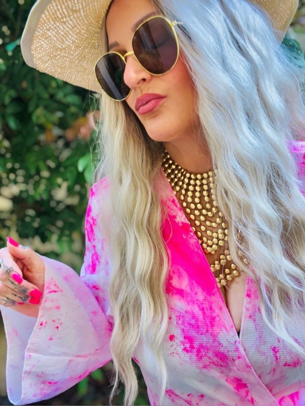 Neon fushia pink crepe luxury kimono